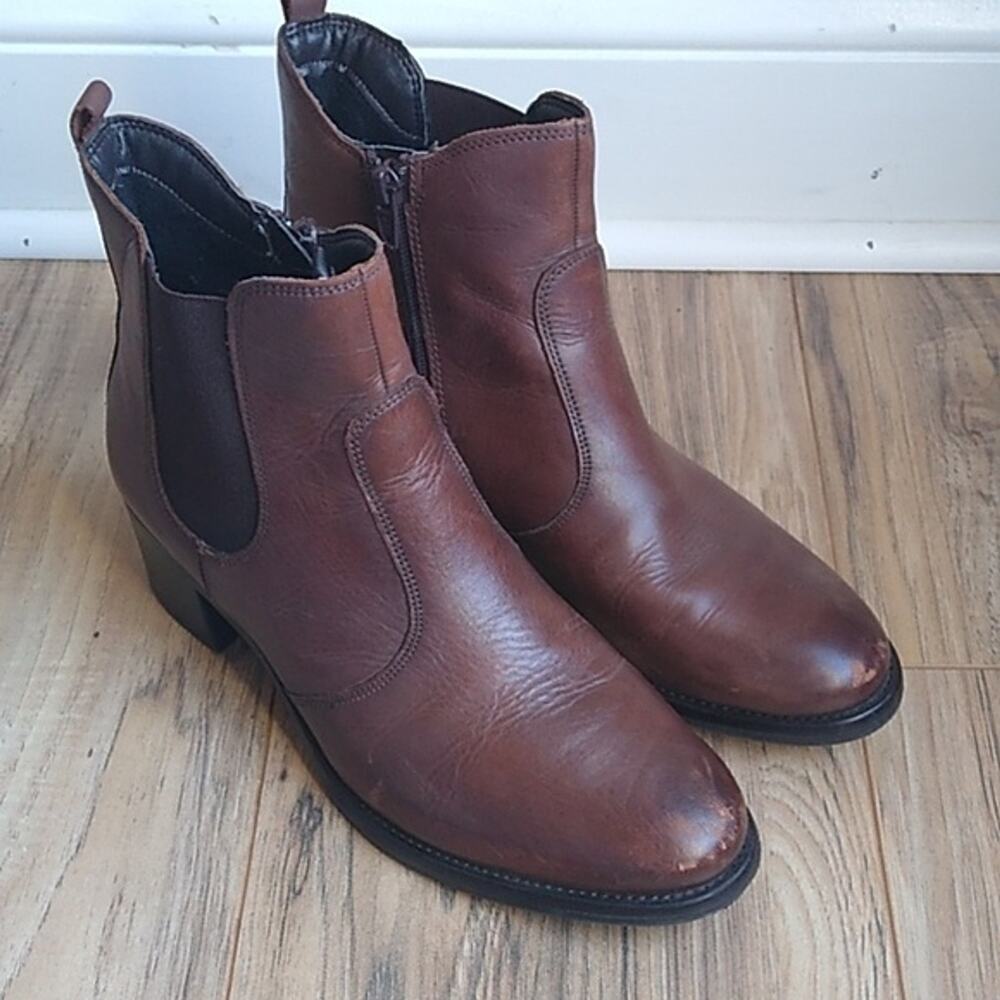 5th Avenue Brown Leather Chelsea Ankle Booties Size 37
